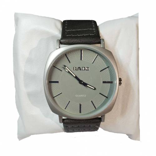 Rado Quartz Watch for Men - Sleek Minimalist Design with Grey Leather 