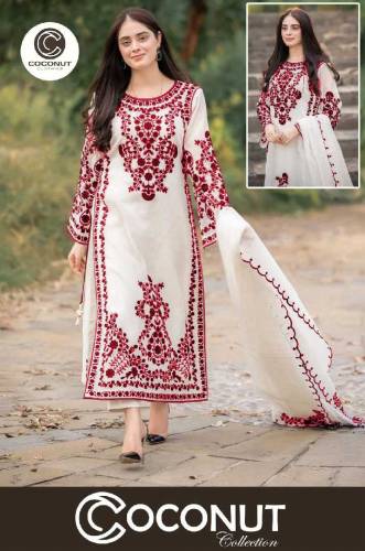 Front Heavy Embroidery Shirt With Frill Style Embroidered Dupatta 3PCs