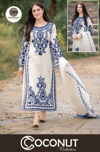 Front Heavy Embroidery Shirt With Frill Style Embroidered Dupatta 3PCs