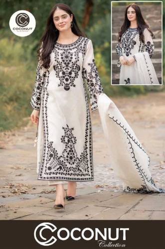 Front Heavy Embroidery Shirt With Frill Style Embroidered Dupatta 3PCs