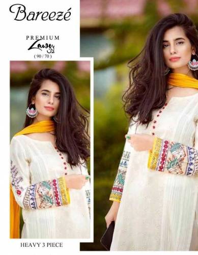 3 pcs women unstitched lawn Embroidered suit 