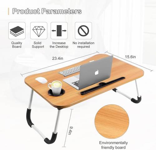 Portable Laptop Table Wooden foldable desk for Bed 