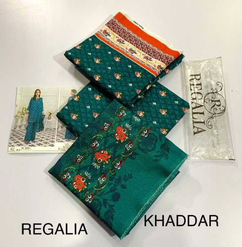 three piece Printed khaddar winter new collection 2024