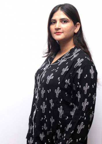 Boski Linen Printed Pajama Suit for girls & female boski lilan night d