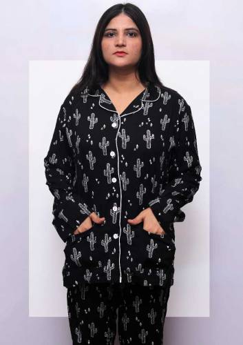 Boski Linen Printed Pajama Suit for girls & female boski lilan night d