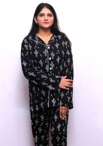 Boski Linen Printed Pajama Suit for girls & female boski lilan night d
