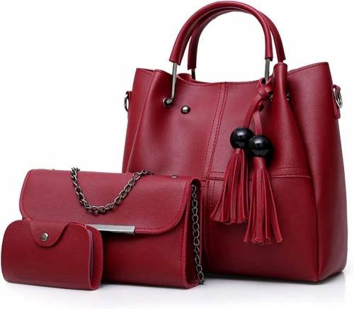 Women’s PU Leather Plain Hand Bag Set