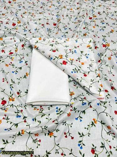 2 Pcs Women Unstitched lawn Printed Suit