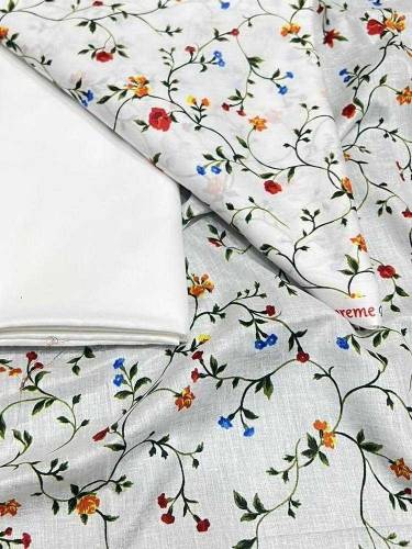 2 Pcs Women Unstitched lawn Printed Suit