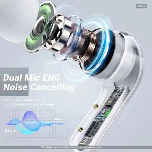 T6 TWS Earbuds Wireless Bluetooth 5.3 ENC Sport Gaming Headsets Noise