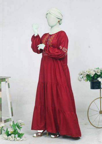 2 pcs stiched linen embroided maxi and trouser