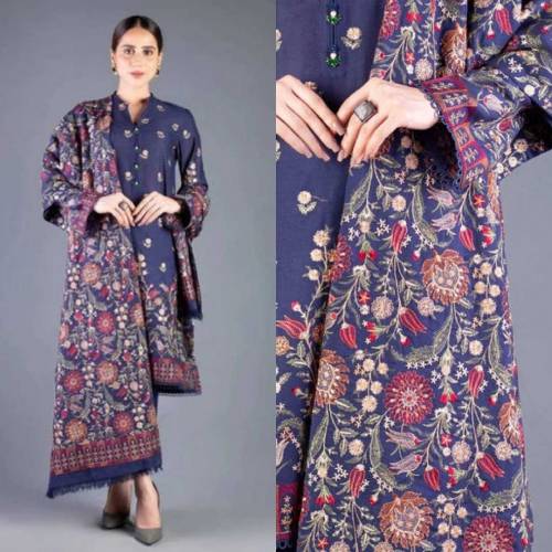 3-piece Dhannak embroidery 