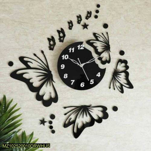 3D wooden butterfly DIY wall clock and beautiful home decoration pic 