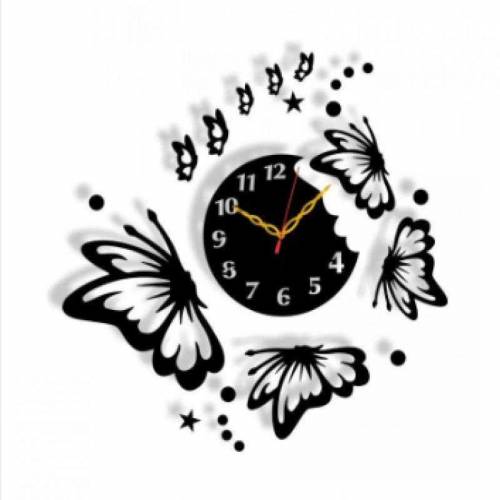 3D wooden butterfly DIY wall clock and beautiful home decoration pic 
