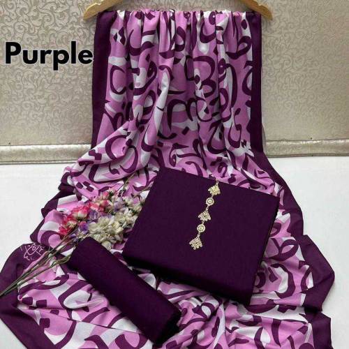 3pc women uncsteched silk dress