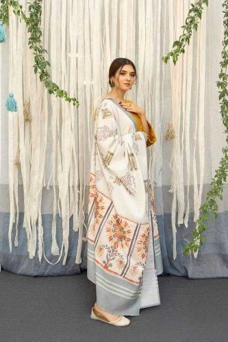 3 piece Dhanak embroidered dress for women 