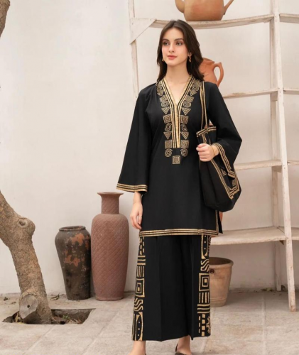 2pcs woman stitched suite with Tote bag