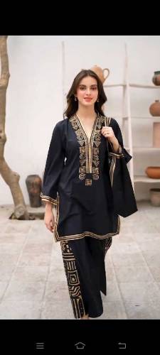 2pcs woman stitched suite with Tote bag