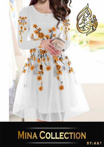 Flower Embroidered Frock With Trouser 2Pcs