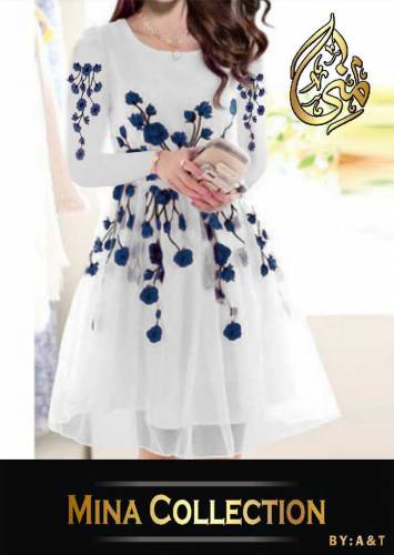 Flower Embroidered Frock With Trouser 2Pcs