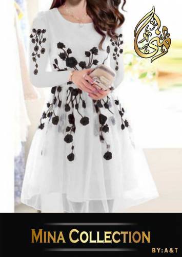 Flower Embroidered Frock With Trouser 2Pcs
