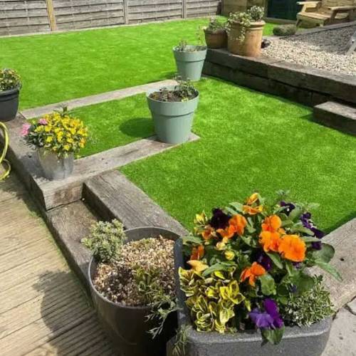 Artificial grass with fitting 