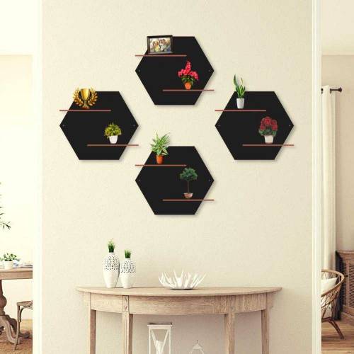 hexa wall hanging double shelves pack of four
