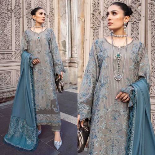 3 piece lawn Unstitched Embroidered suit for women