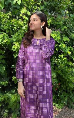 2 Pcs Block Printed Linen Suit