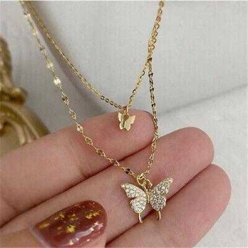 1 pc Alloy gold plated Double layer butterfly design pendant 