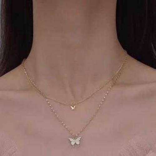 1 pc Alloy gold plated Double layer butterfly design pendant 