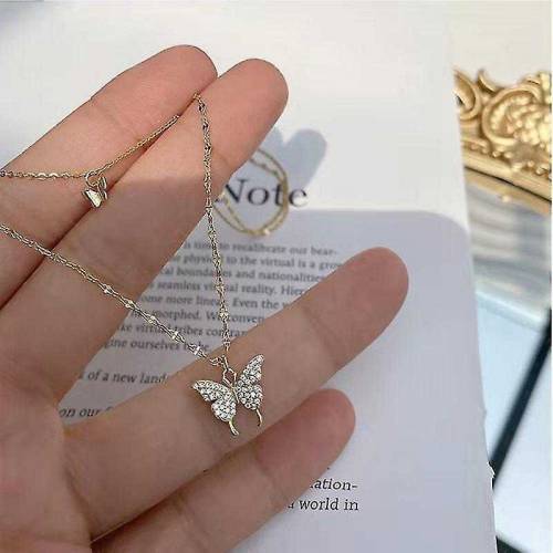 1 pc Alloy gold plated Double layer butterfly design pendant 