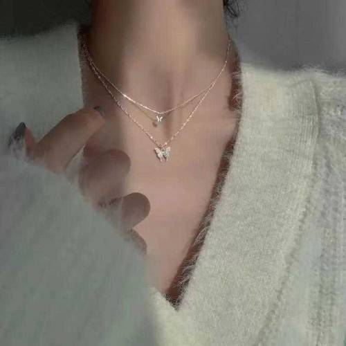 1 pc Alloy gold plated Double layer butterfly design pendant 