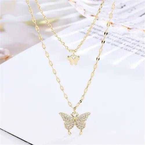 1 pc Alloy gold plated Double layer butterfly design pendant 