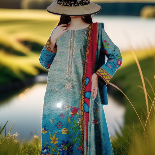 3 piece Laddies Suit In Lawn
