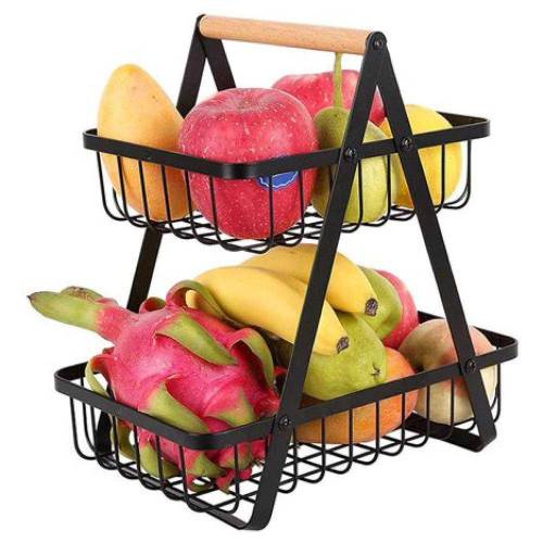 2 Layer portable fruit basket for kitchen 