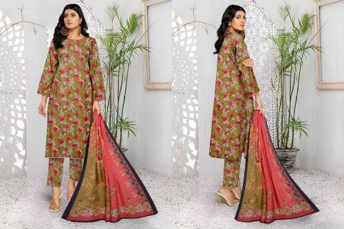 3Pcs Women's unstitched Karandi Printed Suit