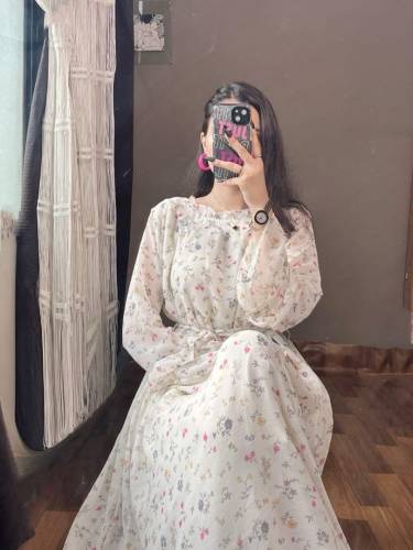 1 pc women’s stitched Georgette Printed Frock