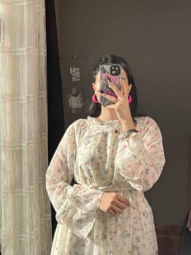 1 pc women’s stitched Georgette Printed Frock