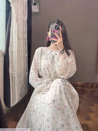 1 pc women’s stitched Georgette Printed Frock