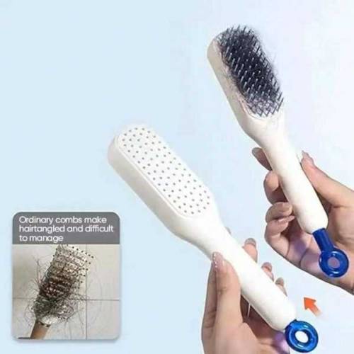 Self cleaning hair brush 