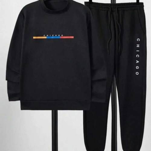 2pcs men's stitched polyester printed track suit 