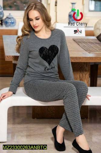 2pcs women's stitched cotton printed track suit 