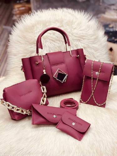 Women's Leather Plain Hand Bag 🛍️ Set