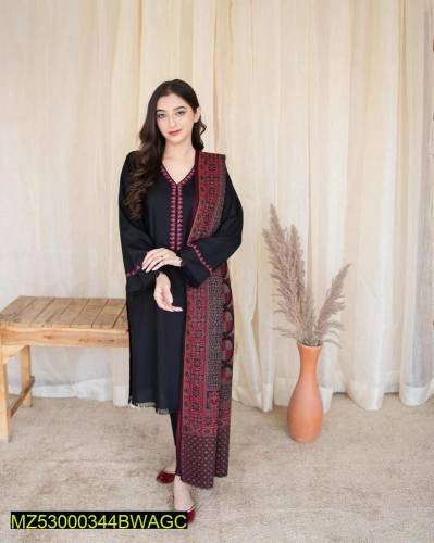 3PCS UNSTITCHED DHANAK SUIT