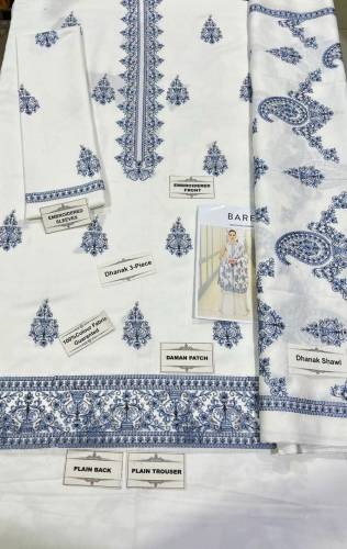 3PCS WOMAN UNSTITCHED DHANAK SUIT