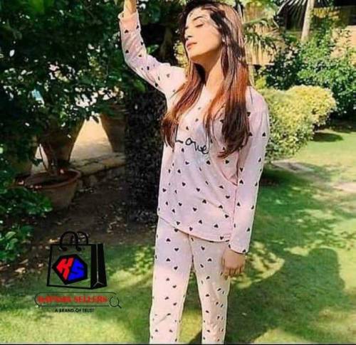 2 PC's women's stitched cotton jersey printed night suit