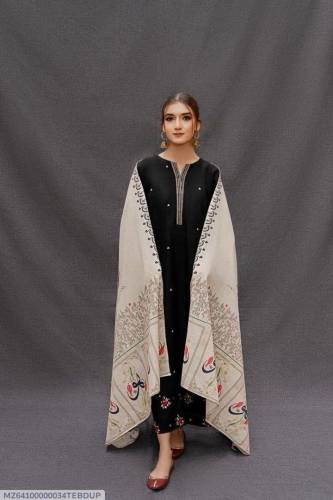 3 pcs women’s unstitched Dhanak embroidered suit