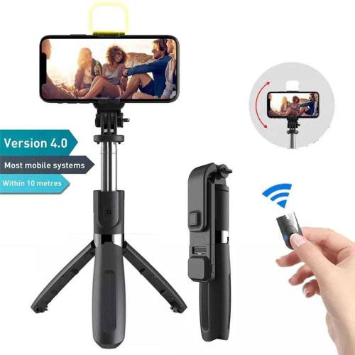 selfie stick with LED light mini tripod stand 