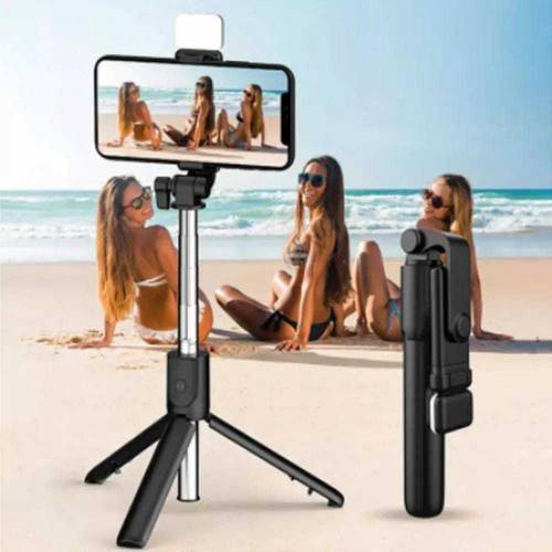 selfie stick with LED light mini tripod stand 